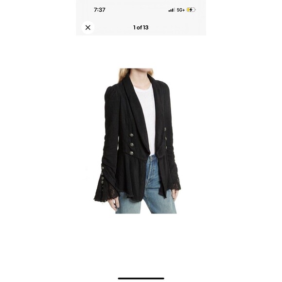 Free People XS Corduroy Throwback Blazer/Jacket Bell Sleeve Victorian Whimsigoth - Picture 1 of 14